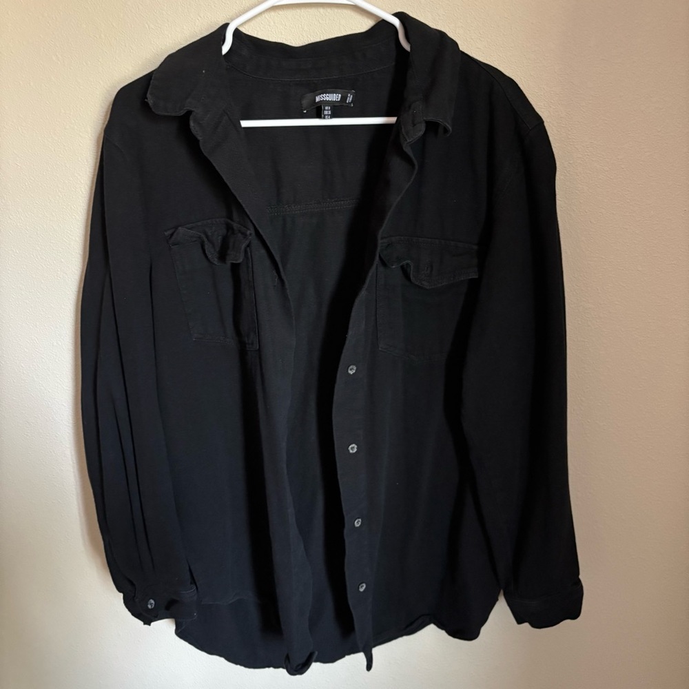 Women’s Black Denim Button-Up